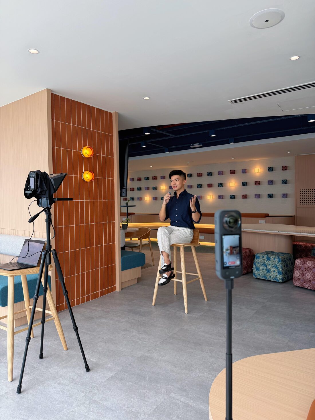 Micasa Media production set with teleprompter and camera rig